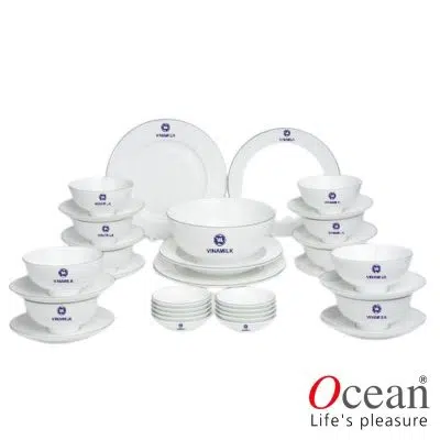 Bộ Đồ Ăn Quà Tặng Gốm Sứ Minh Long 35 Sp In Logo Vinamilk