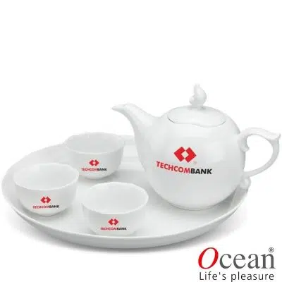 Bộ Ấm Trà Quà Tặng In Logo Ngân Hàng Techcombank